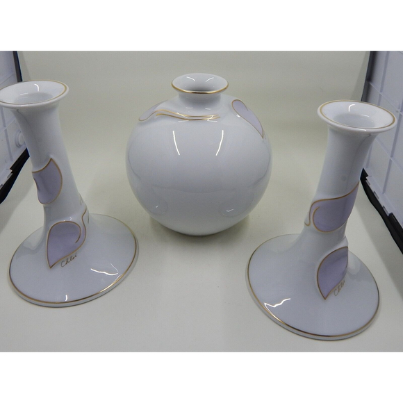 Chloe Paris Decor Opera Porcelain Candlestick Holders and Vase Set Germany - Picture 9 of 11